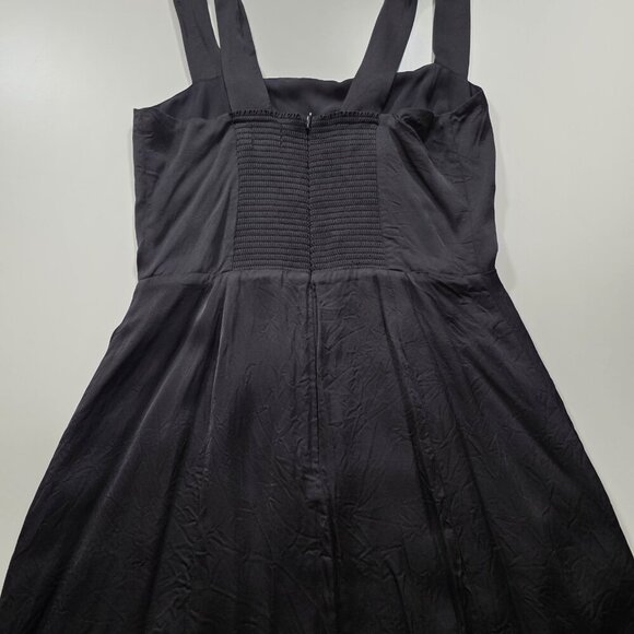 Sunday Best Satin Dress Womens XS Black Square Neck Thick Straps Smocked Aritzia - Picture 12 of 15